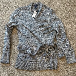 Navy Knit Wrap Sweater